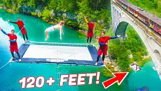 HANGING TRAMPOLINE UNDER 120 FEET BRIDGE! *INSANITY*