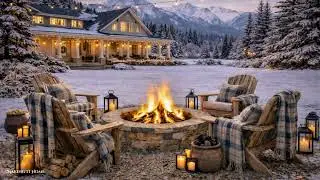 Rustic Winter Firepit 🔥❄️ | Soft Acoustic Guitar 🎸 Crackling Fire Sounds