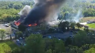 Drone footage shows Michigan church on fire after shooting