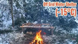 Solo Winter Shelter Build at -15°C | Two days at the Off-Grid Log Cabin