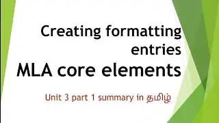 #creating formatting entries : #MLA #core elements in #research #methodology part 1 in #tamil #net