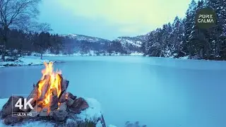Frozen Morning Campfire at Storavatnet | 3h Winter Ambience & Deep Relaxation &ndash; Pure Calma