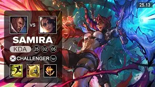 Samira vs Lucian ADC - KR Challenger - Patch 25.13 Season 15