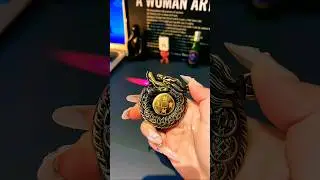 High-grade all-metal coiled dragon rotating creative powder flame windproof lighter .