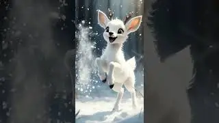 Cute Baby Deer Playing in Snow/  Fun Animal Animation/  Kids Music