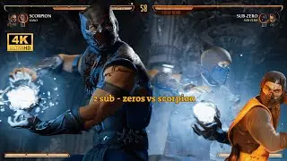 Scorpion VS 2 Sub Zeros Mortal Kombat Movie Skins | mk 1 gameplay 4k 60 fps