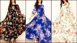 Most Attractive and Beautiful Classes Stylish Flower Print Long Maxi Style Dresses||