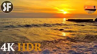 Golden Hour of Sea ~ Magical Sunset ~ Rich & Relaxing Sound of Waves ~ Gold of Waves Soothes 4K HDR