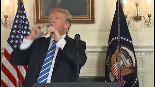 Pres. Trump pauses speech to take big swigs of water