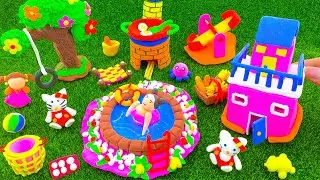 How to make a miniature polymer house, swimming pool, kitchen set
