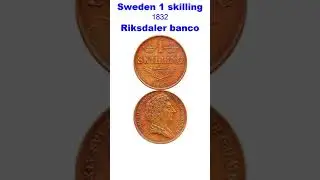 Sweden 1  ||1832||Riksdaler Riksmynt (1855 - 1873) ||Copper || #shortvideo #shorts #new #trending