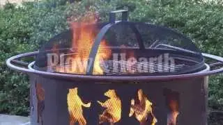 Steel Dancing Bears Outdoor Fire Pit with Cooking Grill-Plow &Hearth