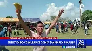 Joven se come una sandía entera en menos de 5 minutos y gana peculiar concurso en Pucallpa