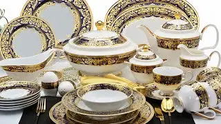 bone china dinner set for 12 people Germany shiny gold decorated - karosa