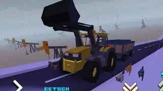 Blocky Farm & Racing Simulator - Backhoe Oil Transportation On September Rainy Day | Android & IOS