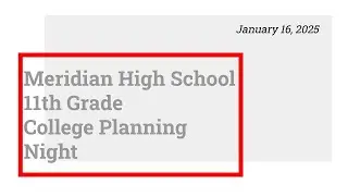 Junior College Planning Night - January 16th, 2025