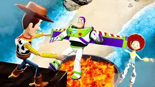 GTA 5 Toy Story Woody and Jessie VS Buzz Lightwear Ragdolls and Fails