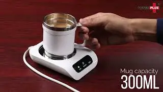 Set of Coffee warmer & SS Mug with Lid by Power Plus | Auto Cut off & Overheat Protection