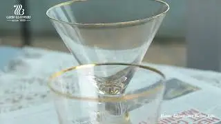 Handmade new design glass water drinking cup with engraved strip pattern