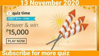 Amazon Daily Quiz Answers Today | 13 November 2020 | Amazon Funzone Daily Quiz Answers Today