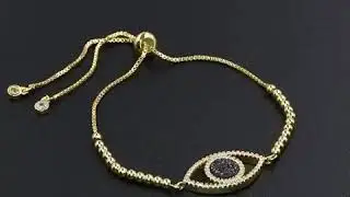 Evil Eye Gold Plated Bead Stone Chain Bracelet