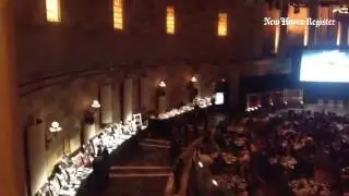 View from Jimmy V Classic dinner from Gotham Hall in downtown New York City