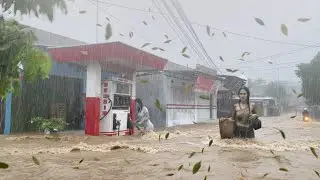 ДОЖДЬ, КОТОРЫЙ ЗАСТАВЛЯЕТ МОИ ОТДЫХАТЬ 🌧️Прогулка во время сильного дождя с громом в деревне