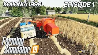 First Harvesting Barley and Baling Straw | FS19 | Farming Simulator 19 | Timelapse | Kolonia 1990 #1