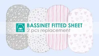Biloban Fitted Sheets for Moses Basket, 2 Pack, 100% Jersey Knit Cotton