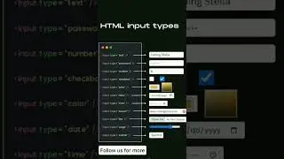 HTML input types | html input tags | #coding #youtubeshorts #shorts