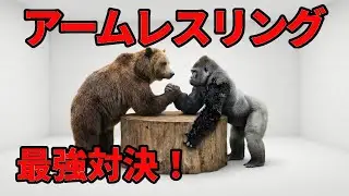 ヒグマ vs ゴリラ、アームレスリング
