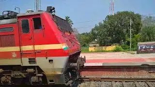 Cherry Red WAP4 Jaynagar Kolkata Holi Special Train Attack Kamarkundu Acceleration Towards Kolkata