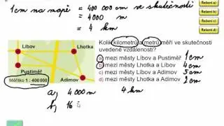 Měřítko mapy (praktické cvičení), Mat. mat. pro 4.roč., 2. díl, str. 40, cv. 3