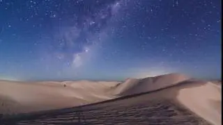 Milky-way time lapse with a setting crescent moon