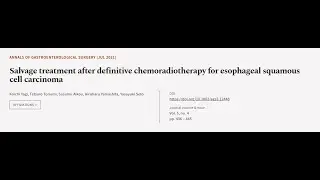 Salvage treatment after definitive chemoradiotherapy for esophageal squamous cell car... | RTCL.TV