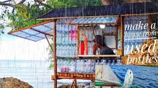 camping hujan deras menikmati pemandangan di sore hari