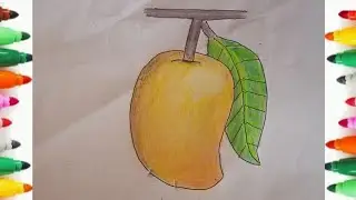 how to draw mango easy way|Drawing tutorial of a mango