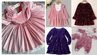 velvet Frock design for baby girl | velvet baby girl dress design | winter dress design for kids