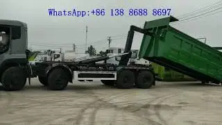 Large 25 cubic meter hook arm garbage truck with garbage bin