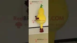 Yellow Peach Mascot Costume with Happy Face: Juicy Smiles & Sweet Vibes