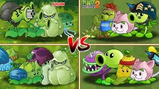 PVZ FUSION VS PVZ 2 -  4 Plants Team Vs 4 Plants Team Vs  Zombie Team - p10 - Who's the stronger ?