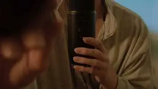 ASMR Face Brushing & [Mouth] 5ounds W/ Delay (+ shh, mic blowing, scratching & tapping) (no talking)