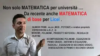 Programma di matematica di base -scuole superiori -test di ammissione -corsi zero -concorsi