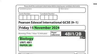 IGCSE | Biology | Paper 2B | November 2024 | Pearson Edexcel |