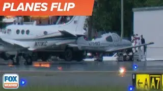 One Dead After Planes Flip at Florida Airport During Storms