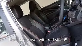 Toyota Innova Crysta | Perforated black seatcover with red stitching | Konark Car Accessories