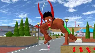 Attack of the giant green horned monster in Sakura City😨😨 Sakura school simulator 
