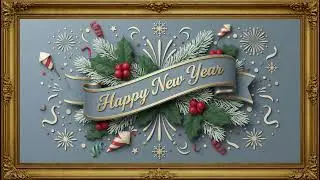 2026 New Year Oil Painting | TV Wallpaper | Elegant Gold Frame 4k