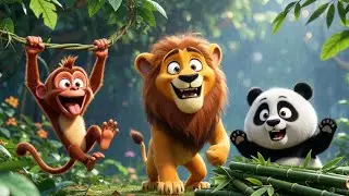 The Monkey, the Lion & the Panda | Funny Jungle Friends 3D Cartoon for Kids
