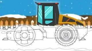 Road Roller | Coloring Book | Construction Vehicle | Christmas Special Kids Video